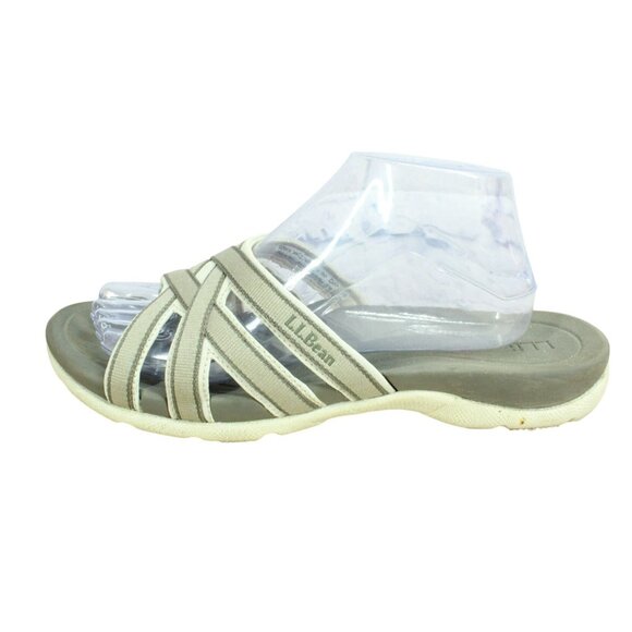 LL Bean Women's Tan Nylon Comfort Sporty Boothbay Slide Sandals Size 11 M - Picture 1 of 9